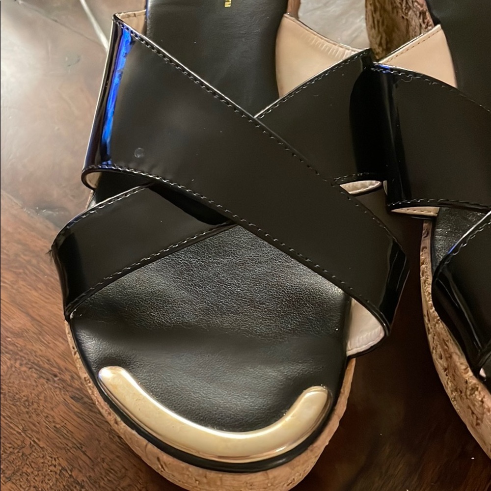 A. Giannetti Black Crisscross Sandals with Wedge Heels. - Picture 8 of 12
